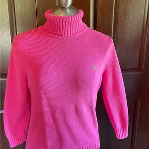 Lauren by Ralph Lauren sweater. Bubble gum, pink, turtleneck, size medium.